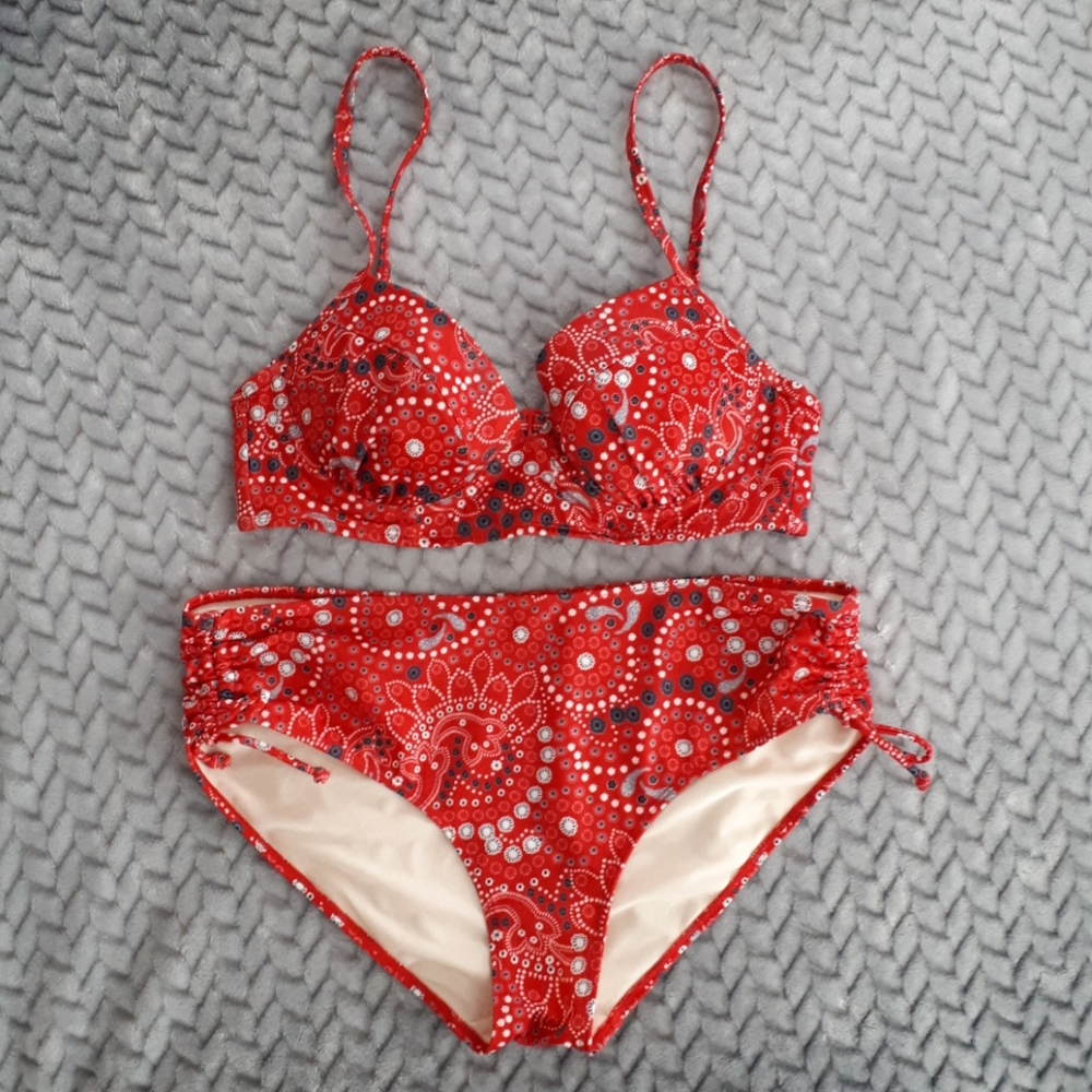 Red Paisley Bikini Set